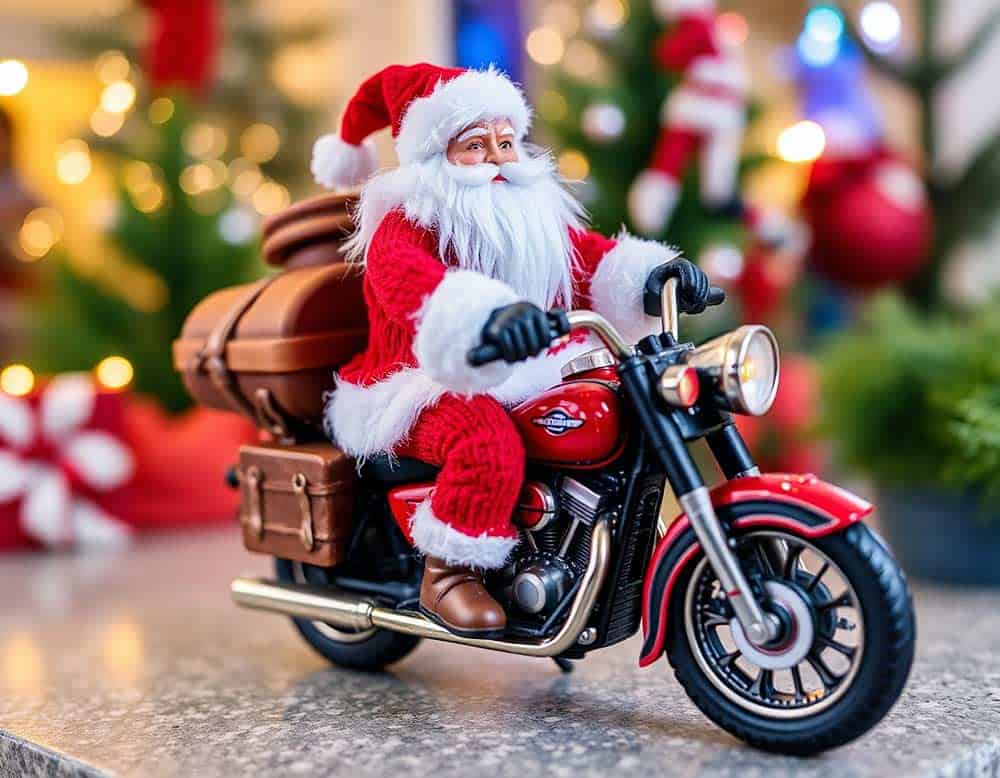 Weihnachtsmann auf Motorrad Figur (NF)